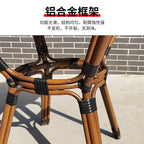 Rattan Chair Aluminum Alloy Northern Rattan Table And Chair Home Stay Restaurant Cafe Balcony Outdoor Garden Table And Chair