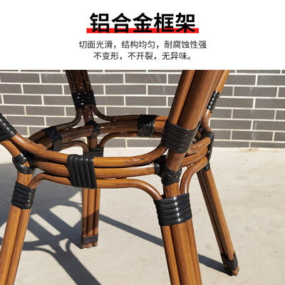 Rattan Chair Aluminum Alloy Northern Rattan Table And Chair Home Stay Restaurant Cafe Balcony Outdoor Garden Table And Chair