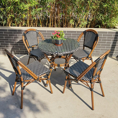Rattan Chair Aluminum Alloy Northern Rattan Table And Chair Home Stay Restaurant Cafe Balcony Outdoor Garden Table And Chair