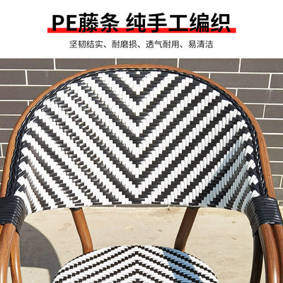 Rattan Chair Aluminum Alloy Northern Rattan Table And Chair Home Stay Restaurant Cafe Balcony Outdoor Garden Table And Chair