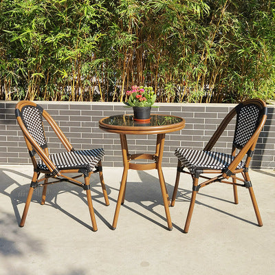 Rattan Chair Aluminum Alloy Northern Rattan Table And Chair Home Stay Restaurant Cafe Balcony Outdoor Garden Table And Chair
