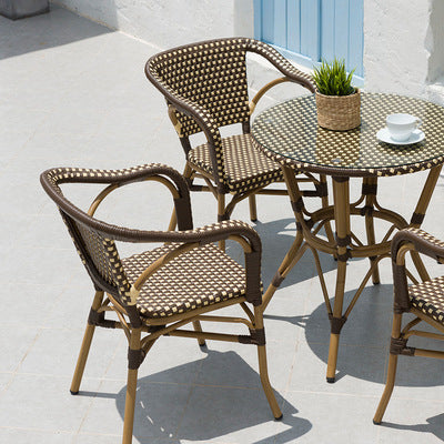 Outdoor Leisure Furniture Rattan Chair Courtyard Outdoor Table And Chair Three Piece Combination Balcony Rattan Tea Table Chair Dining Chair