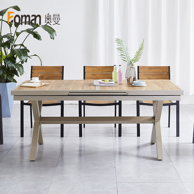 Auman Outdoor Plastic Wood Tables And Chairs Leisure Outdoor Tables And Chairs Combination Garden Cafe Catering Bar Courtyard Tables And Chairs