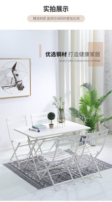 Qingjia Folding Macarone Balcony Cafe Milk Tea Shop 5-piece Tea Table Simple Leisure Iron Tables And Chairs