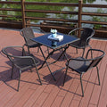 Rattan Chair Three Piece Set Courtyard Iron Art Outdoor Leisure Outdoor Rattan Table And Chair Combination Coffee Shop Stall Chair With Umbrella