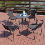 Rattan Chair Three Piece Set Courtyard Iron Art Outdoor Leisure Outdoor Rattan Table And Chair Combination Coffee Shop Stall Chair With Umbrella