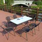 Rattan Chair Three Piece Set Courtyard Iron Art Outdoor Leisure Outdoor Rattan Table And Chair Combination Coffee Shop Stall Chair With Umbrella