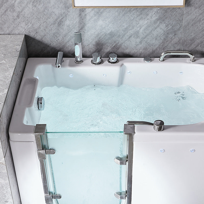 Elderly walk-in acrylic bathtub door opening bathtub square sitting bathtub side opening bubble massage bathtub