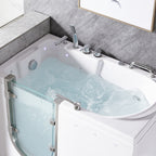 Elderly walk-in acrylic bathtub door opening bathtub square sitting bathtub side opening bubble massage bathtub