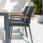 Imitation Wood Teslin Net Cloth Outdoor Tables And Chairs Courtyard Balcony Leisure Tables And Chairs Combination Aluminum Alloy Rattan Chair Outdoor Furniture