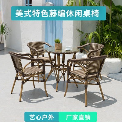 Outdoor Leisure Furniture Rattan Chair Courtyard Outdoor Table And Chair Three Piece Combination Balcony Rattan Tea Table Chair Dining Chair