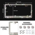 2PCS AB Color Diamond License Plate Frame