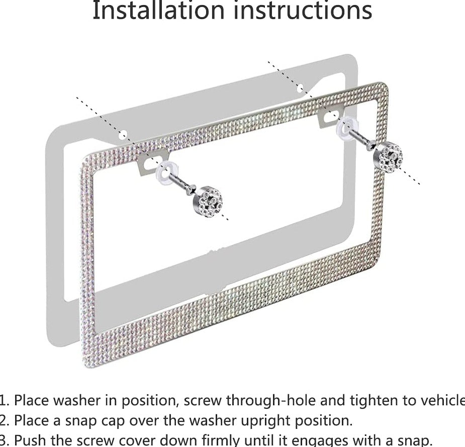 2PCS Diamond License Plate Frame