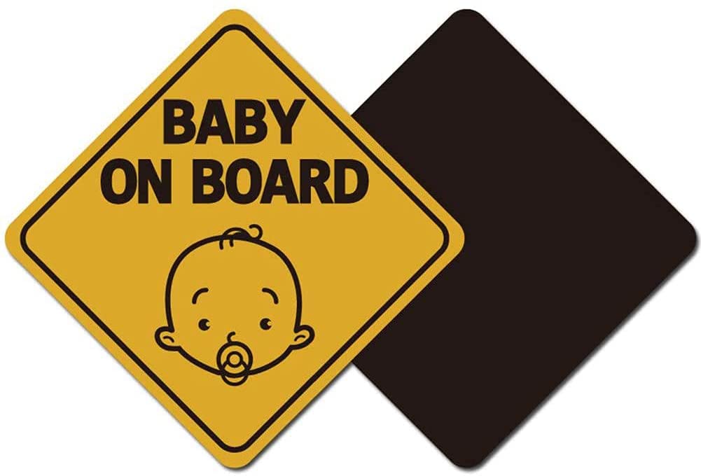 2 Pack of 5x5" Removable Baby on Board Magnetic Car Stickers