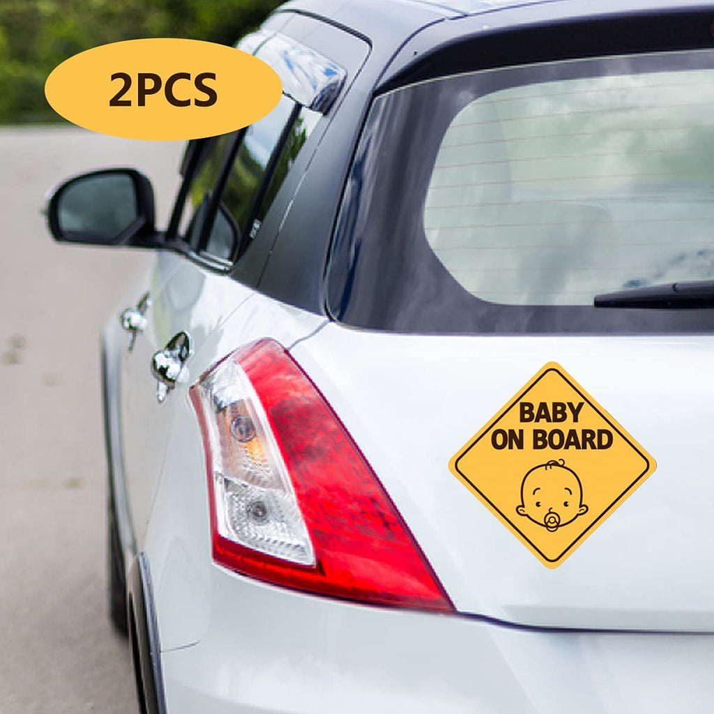 2 Pack of 5x5" Removable Baby on Board Magnetic Car Stickers