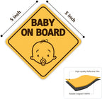 2 Pack of 5x5" Removable Baby on Board Magnetic Car Stickers