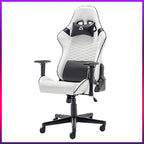 Game Chair with Two Pillows - Large Range Adjustable Back - Black/White Color