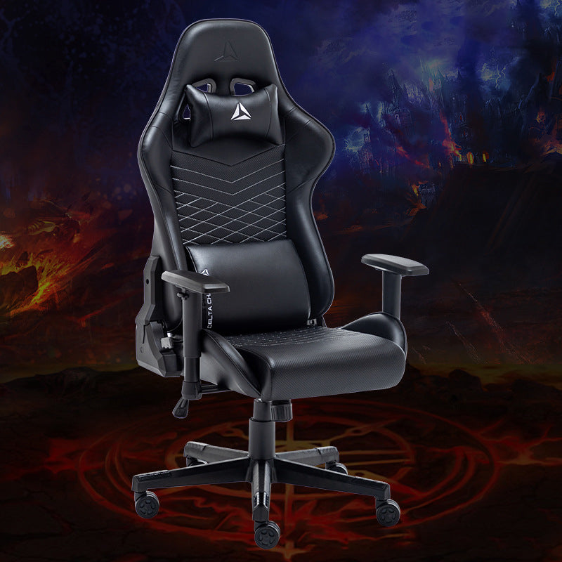 Game Chair with Two Pillows - Large Range Adjustable Back - Black/White Color