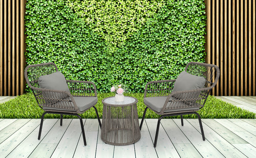3-Piece Patio Wicker Conversation Bistro Set, Outdoor All-Weather Wicker Furniture