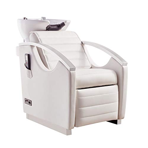 Salon Full Body Massage Shampoo BACKWASH Unit with Tilting Ceramic Sink Station Reclining BACKREST & Electrical Adjusting FOOTREST