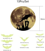 3D Crow Moon Halloween Bats Decor