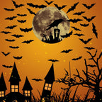 3D Crow Moon Halloween Bats Decor