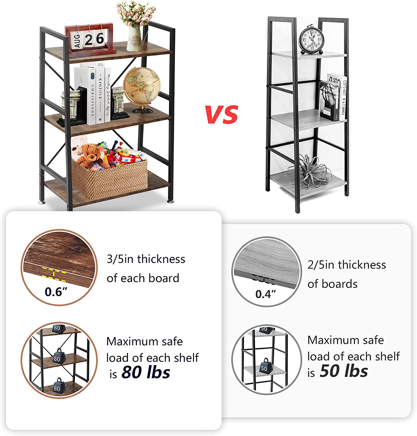 3 Tier Bookshelf Organizer Bookcases 