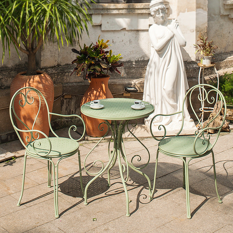 3pc Metal Bistro Set, 2 Chairs and 1 Table, Weather-Resistant Outdoor/Indoor Conversation Set for Patio, Yard