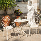 3pc Metal Bistro Set, 2 Chairs and 1 Table, Weather-Resistant Outdoor/Indoor Conversation Set for Patio, Yard