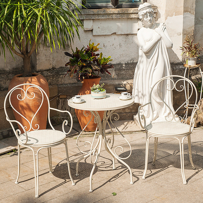 3pc Metal Bistro Set, 2 Chairs and 1 Table, Weather-Resistant Outdoor/Indoor Conversation Set for Patio, Yard