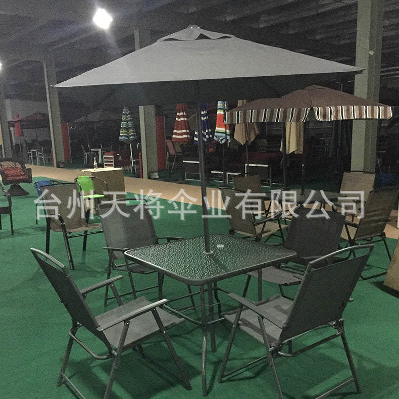 Teslin Outdoor Folding Chairs and Tables Set with umbrella