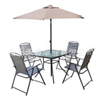 Teslin Outdoor Folding Chairs and Tables Set with umbrella