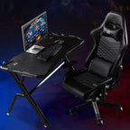 Game Chair with Two Pillows - Large Range Adjustable Back - Black/White Color