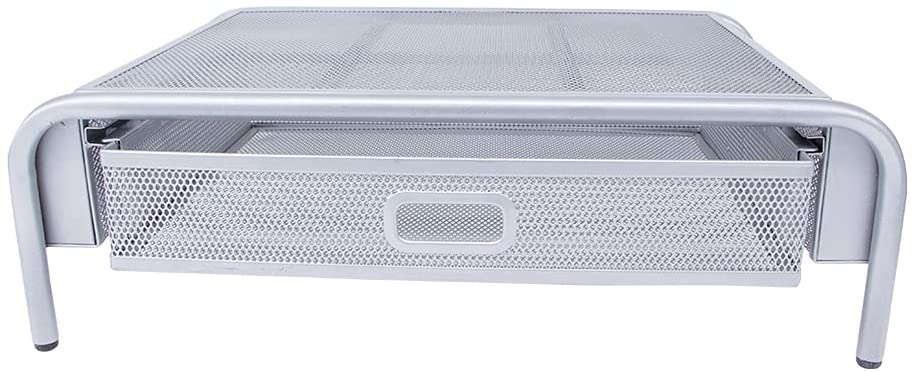 Mesh Monitor Stand Riser with Drawer Desk Organizer