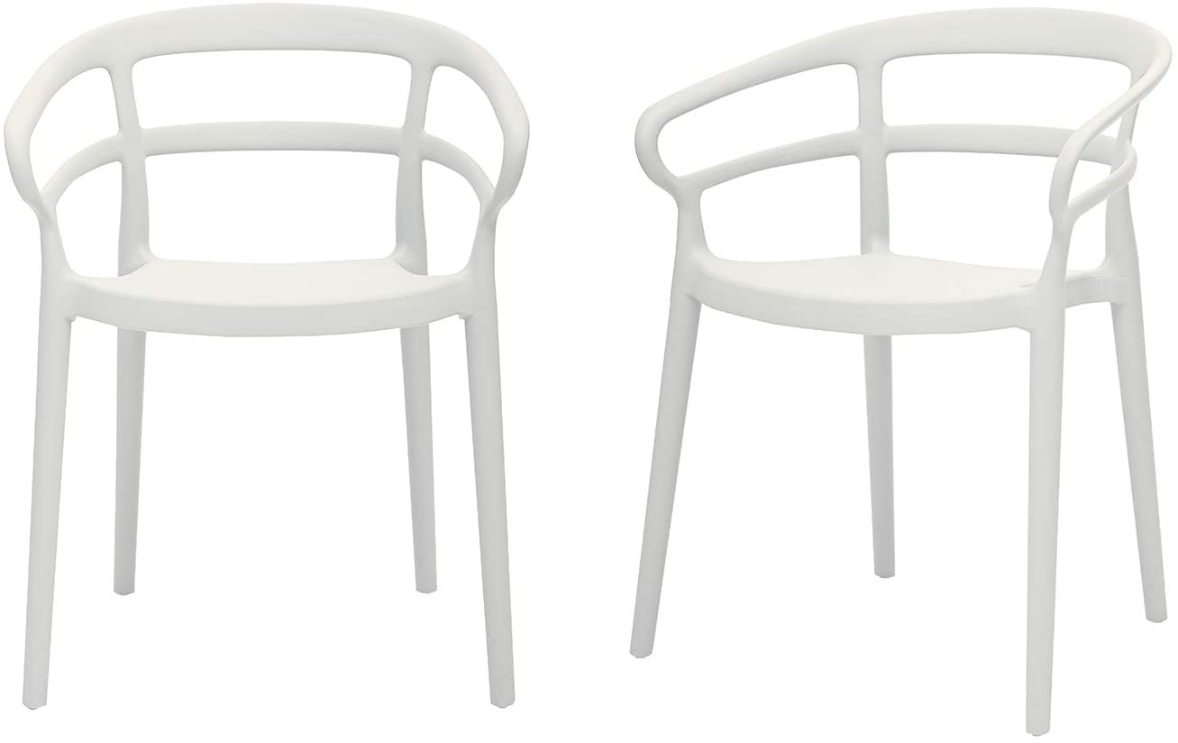 Curved Back Outdoor Dining Chair-Set of 2, Premium Plastic