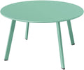 Round Steel Patio Coffee Table, Weather Resistant Outdoor Large Side Table, Mint Green