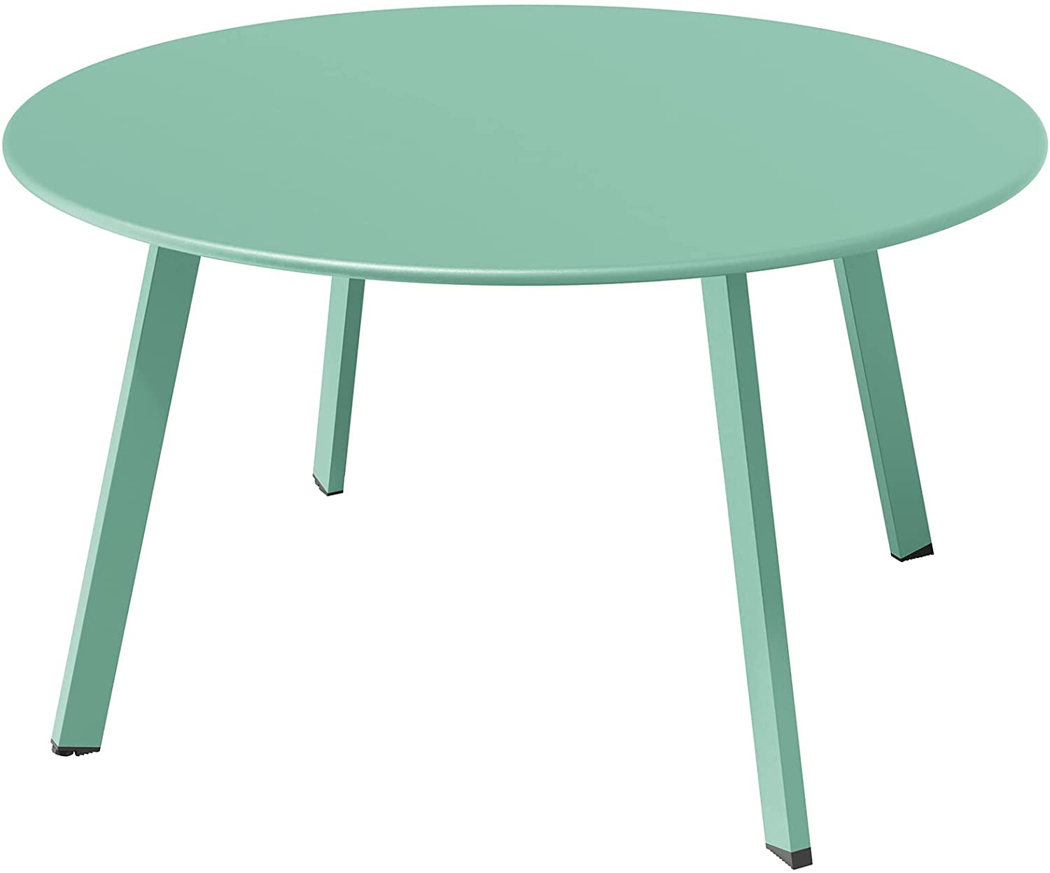 Round Steel Patio Coffee Table, Weather Resistant Outdoor Large Side Table, Mint Green