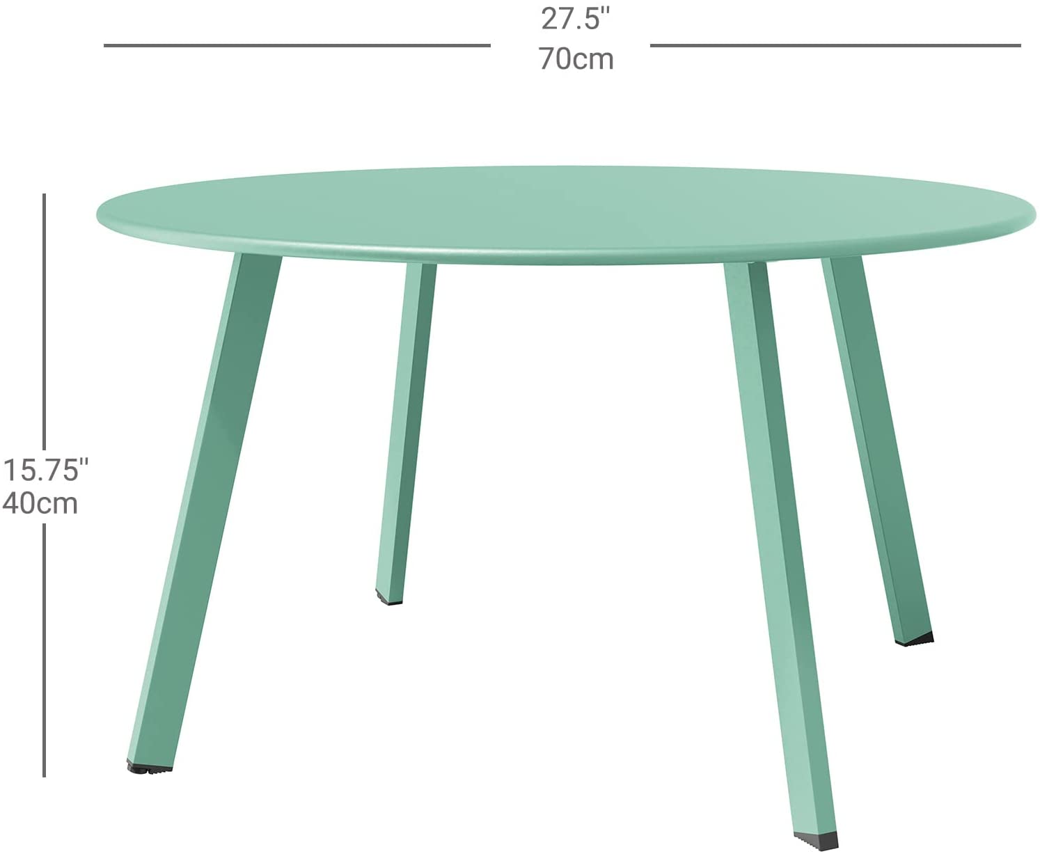 Round Steel Patio Coffee Table, Weather Resistant Outdoor Large Side Table, Mint Green