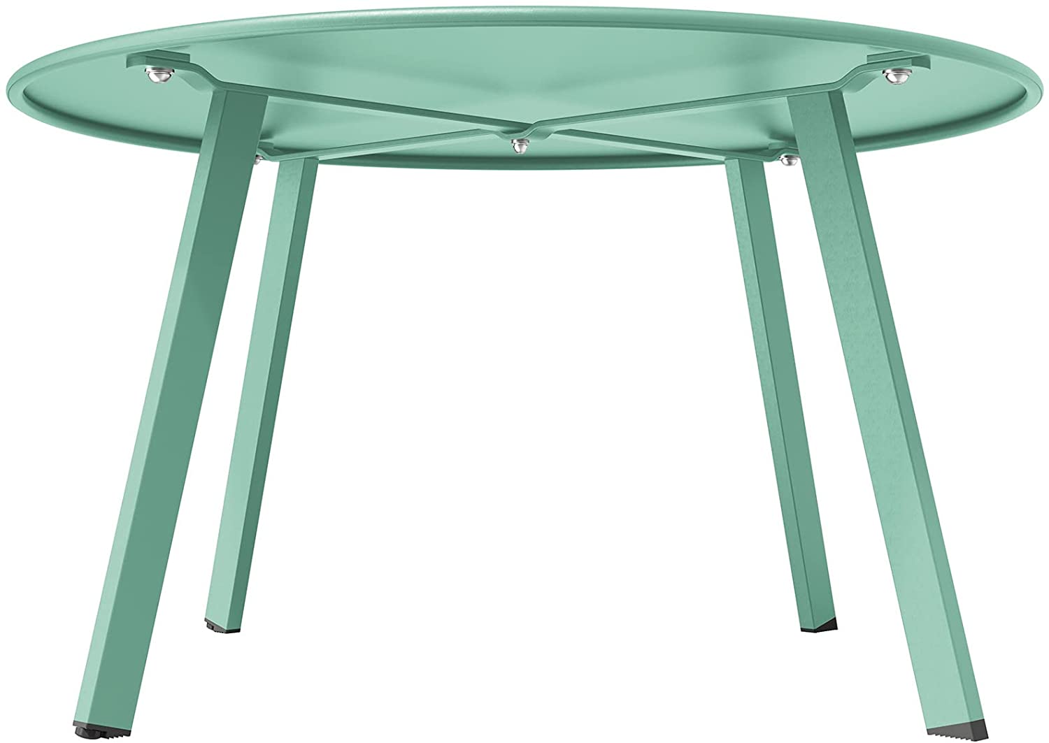 Round Steel Patio Coffee Table, Weather Resistant Outdoor Large Side Table, Mint Green