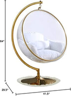 Golden Stand Acrylic Landing Bubble Chair with White Cushion Stocked in US Freeshipping