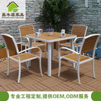 Factory Price Plastic Wood Tables And Chairs Outdoor Anti-corrosion Outdoor Leisure Plastic Wood Tables And Chairs Combined Plastic Wood Tables And Chairs Cafe