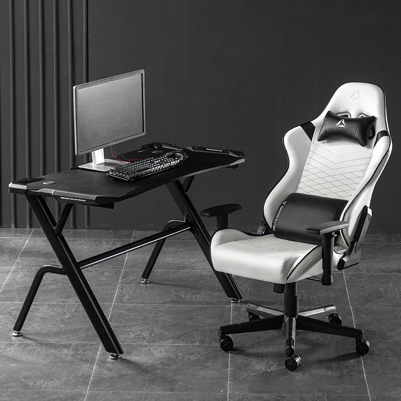 Game Chair with Two Pillows - Large Range Adjustable Back - Black/White Color
