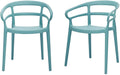 Curved Back Outdoor Dining Chair-Set of 2, Premium Plastic