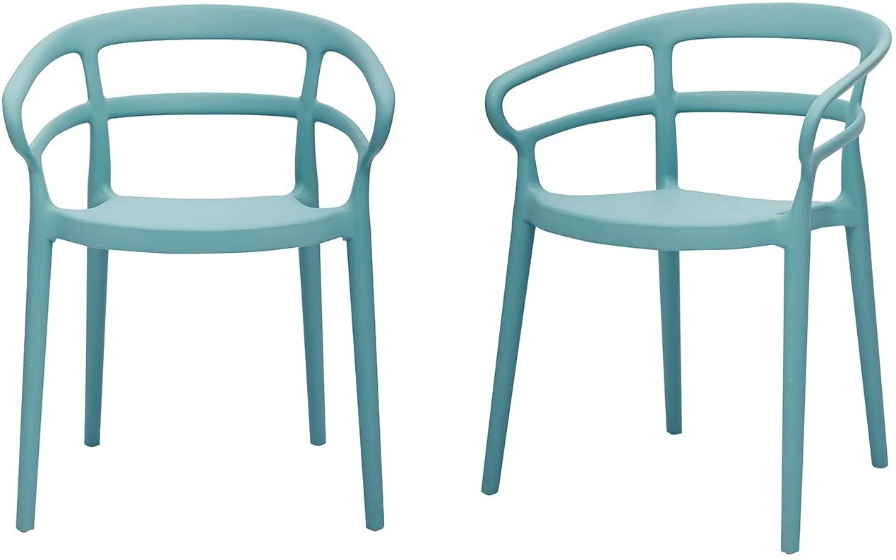 Curved Back Outdoor Dining Chair-Set of 2, Premium Plastic