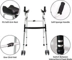 LIVINGCARING Foldable Standard Walker, Height Adjustable Aluminum Walkers for Seniors with Removable Armrest Pad, Lightweight Rehabilitation Auxiliary Rolling Walker, Walker Aid Supports UP to 235 lbs