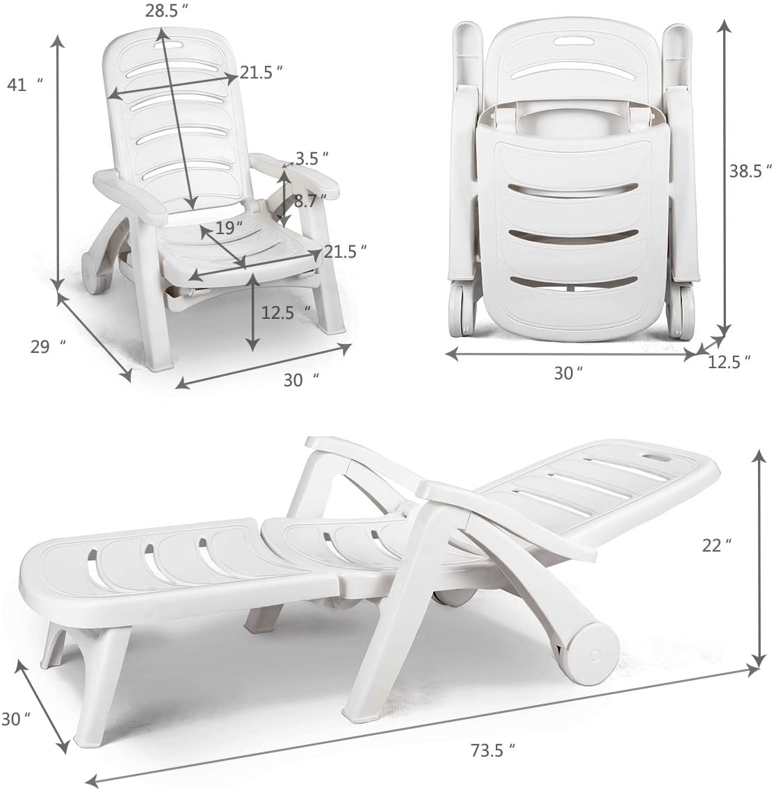 Outdoor Patio Adjustable lounger folding chair
