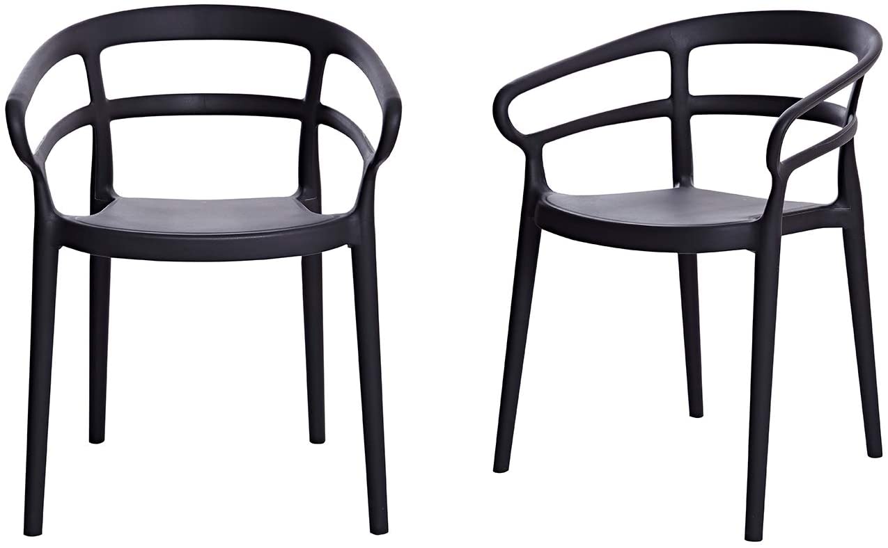 Curved Back Outdoor Dining Chair-Set of 2, Premium Plastic