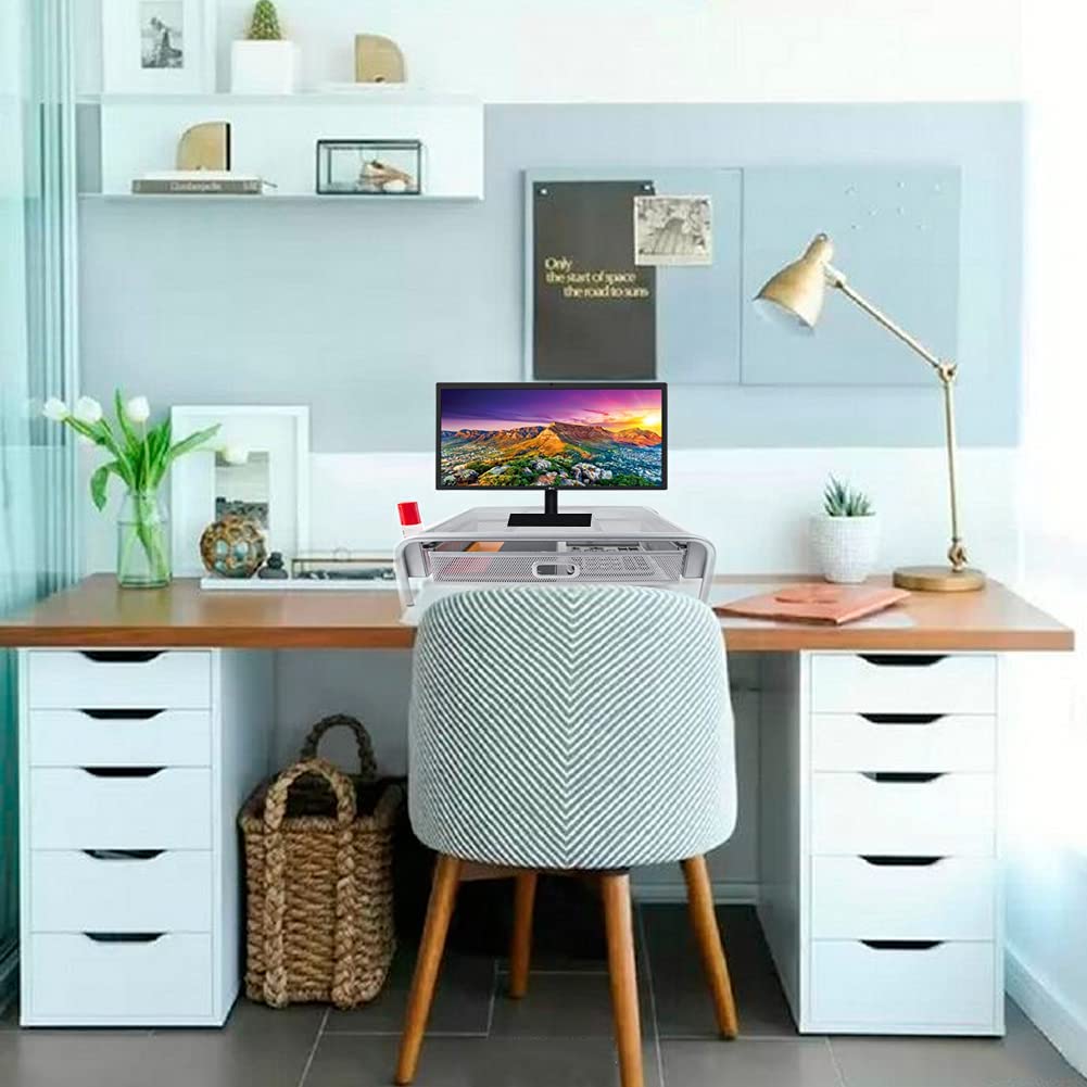 Mesh Monitor Stand Riser with Drawer Desk Organizer