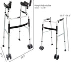 LIVINGCARING Foldable Standard Walker, Height Adjustable Aluminum Walkers for Seniors with Removable Armrest Pad, Lightweight Rehabilitation Auxiliary Rolling Walker, Walker Aid Supports UP to 235 lbs