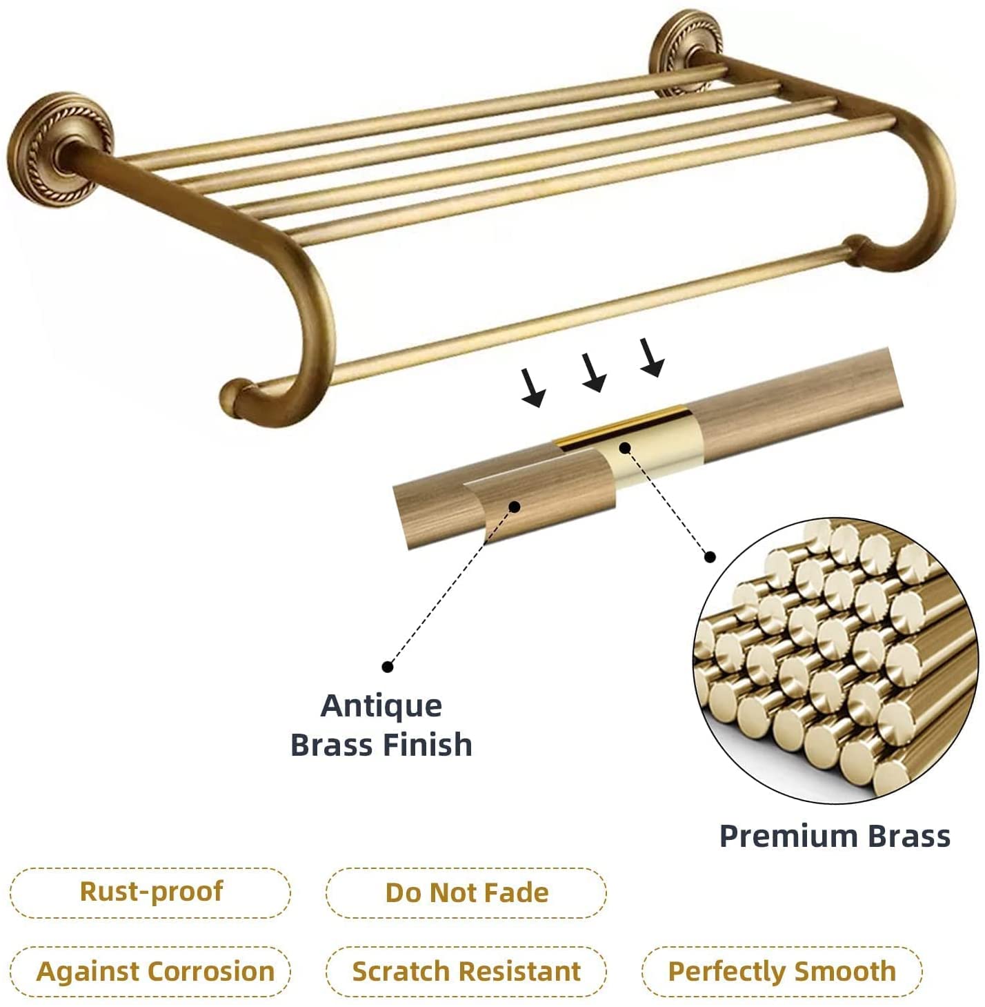 KNIGHTCRAFT 8PCS Antique Brass Gold Bathroom Accessories Set